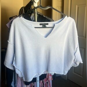 Forever 21 Light Blue V-Neck/Scoop Neck Crop Top